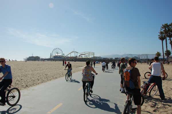 Santa Monica Pier from the bike path