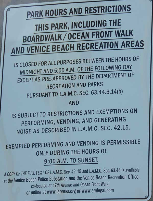 Venice Beach Rules